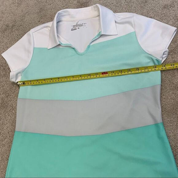 𝅺NIKE Golf green white striped short sleeve polo shirt Sz L NWOT - Picture 8 of 10
